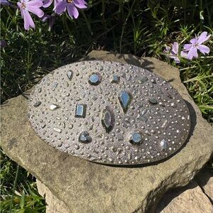 1980's Glamorous Life Champagne Silver Acrylic Faceted French Barrette Hair Clip